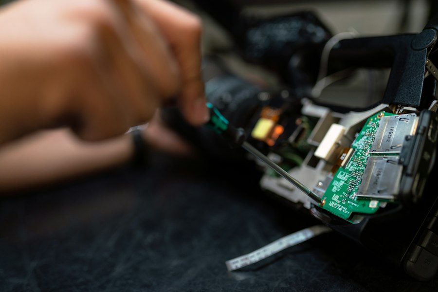 Engineer with EM fault injection probe